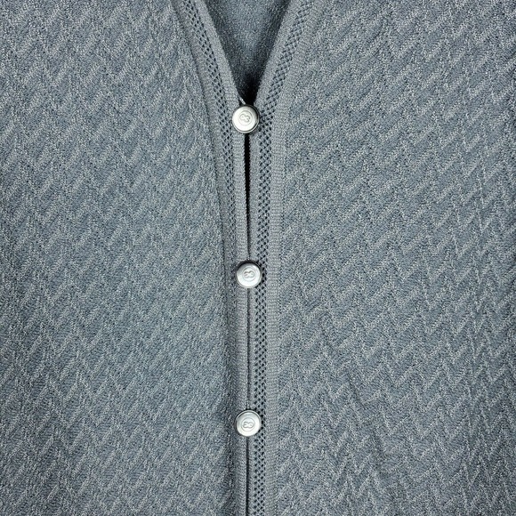 Escada Saks Fifth Avenue Cardigan EUR 42 Gray Wool Chevron Knit Tunic Sweater - Picture 3 of 9